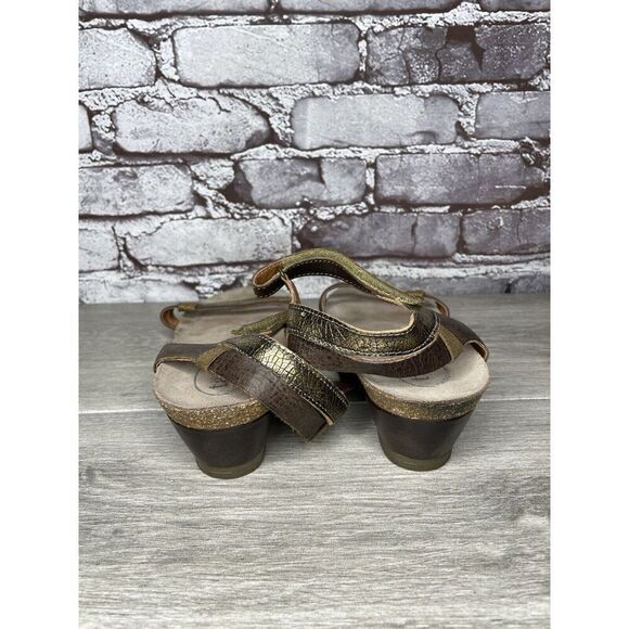 Taos Gold Brown Leather Ankle Strap Cork Wedge Sandals Women Sz 42EU/11M US - Picture 5 of 16